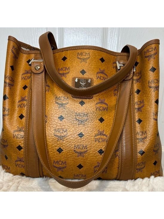MCM Handbags - MCM COGNAC VISETOS SHOPPER TOTE BAG